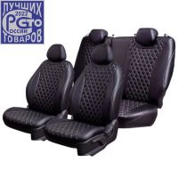 Чехлы Премиум Экокожа Байрон Ромб на Skoda Yeti 2009-2018 г.в.